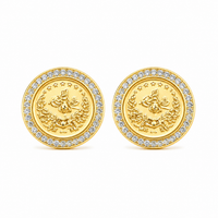 Royal Coin Zircon Stud Earrings