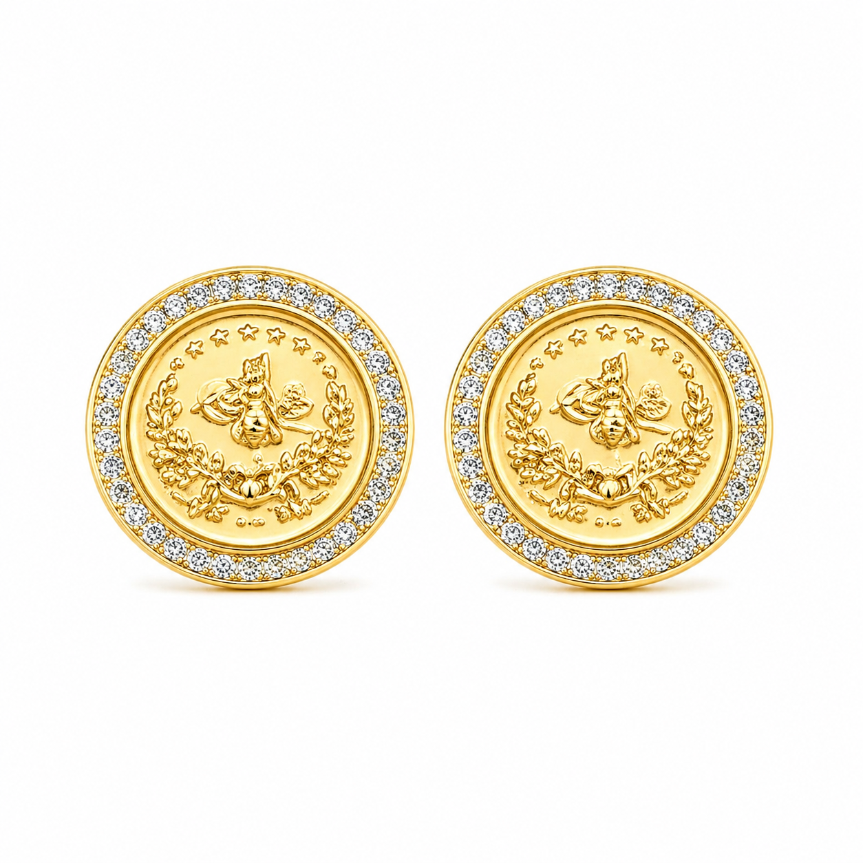 Royal Coin Zircon Stud Earrings