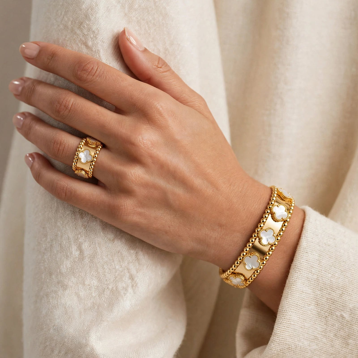 Mother-of-Pearl Clover Statement Ring