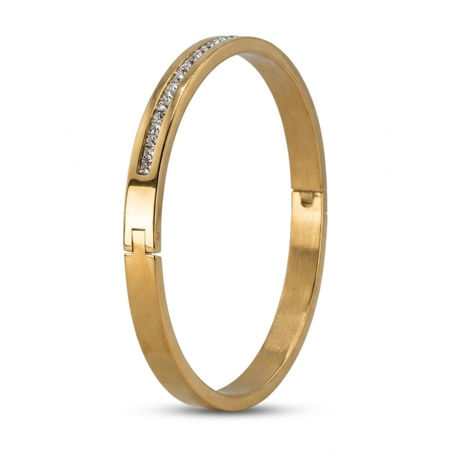Elara Slim Pavé Gold Bangle