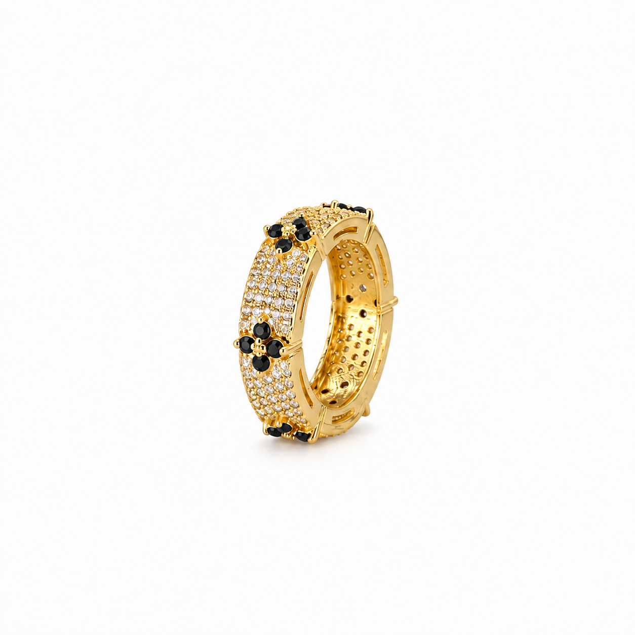 Navy Fleur Pavé Ring