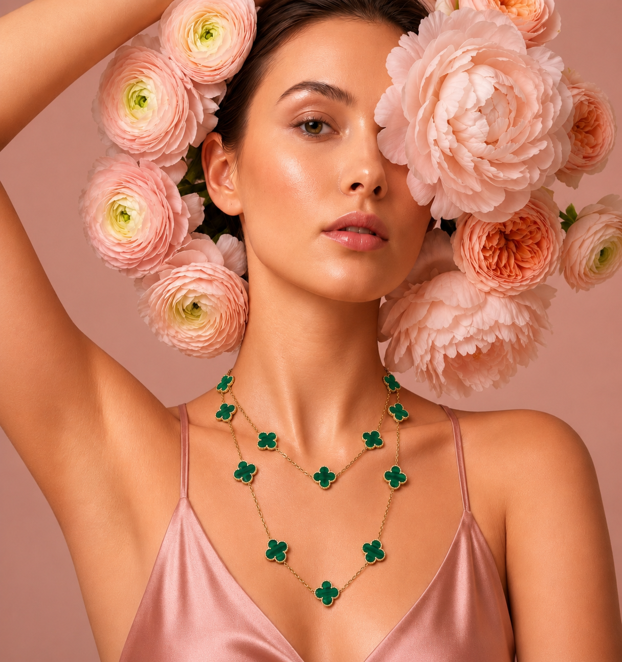 Emerald Clover Layered Necklace