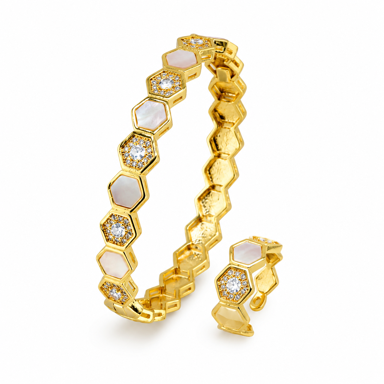 Hexa Pearl Crystal Bracelet