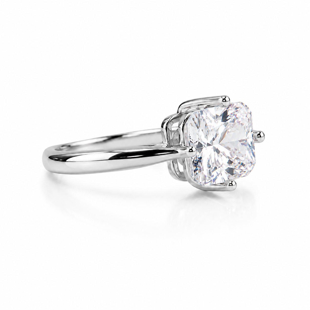 Silver Cushion Solitaire Ring