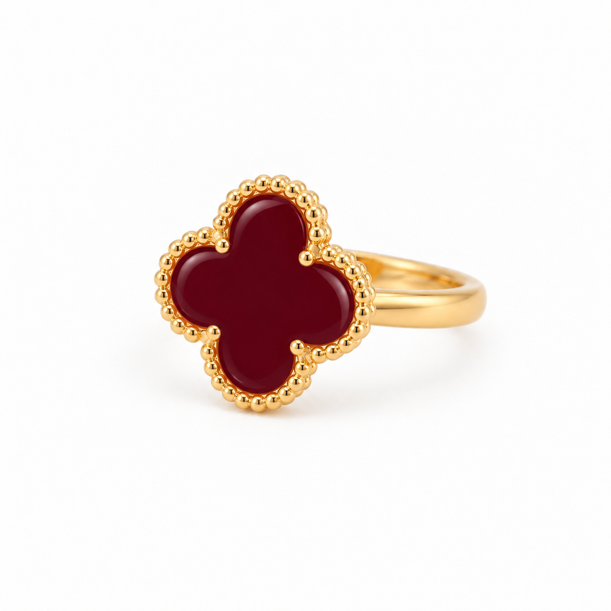Burgundy Clover Ring