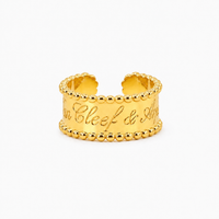 Beaded Script Cuff Ring