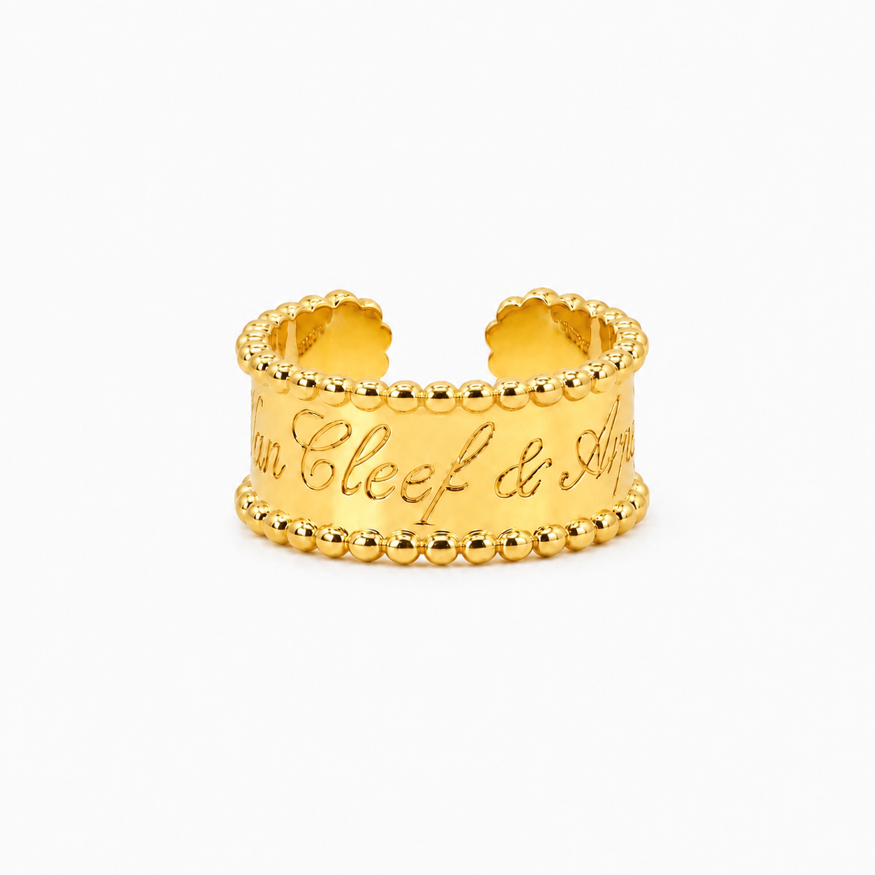 Beaded Script Cuff Ring