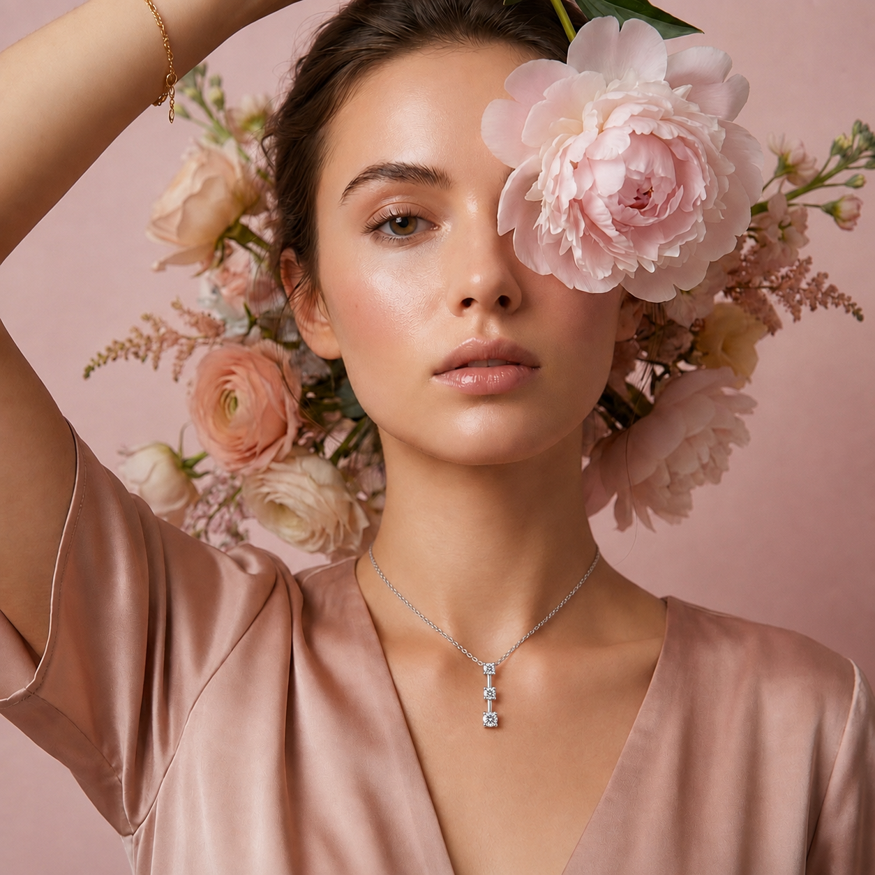 Sterling Silver Three-Stone Necklace