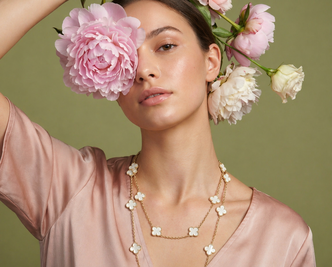 White Clover Long Necklace 35”