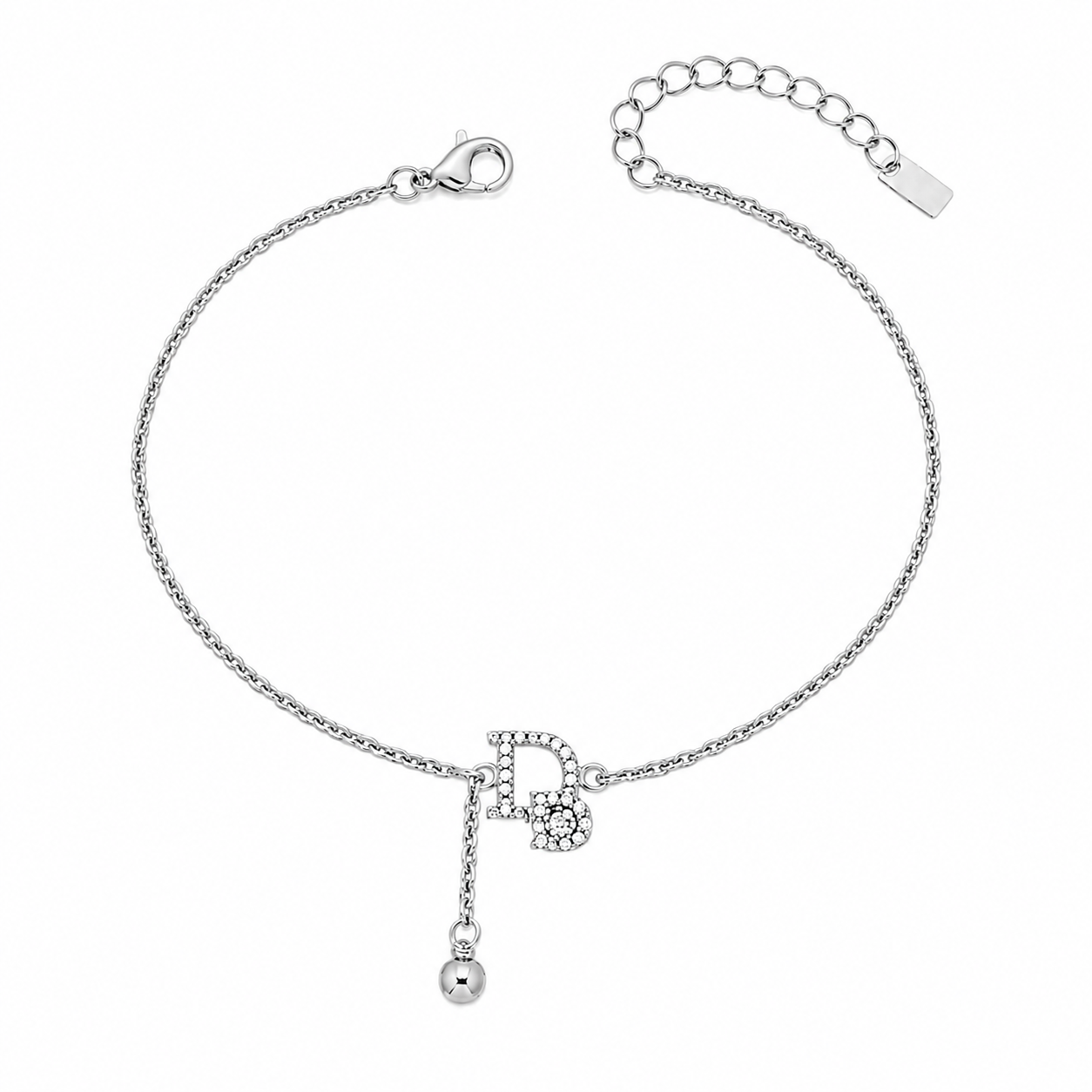 Silver Signature Drop Anklet