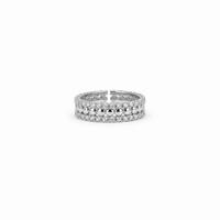 Silver Beaded Zircon Ring