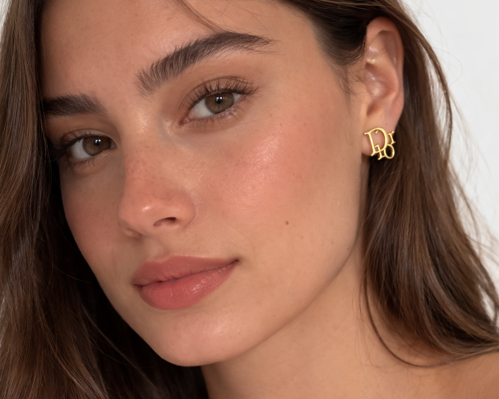 Double Letter Monogram Stud Earrings