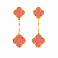 Pink Clover Drop Earrings
