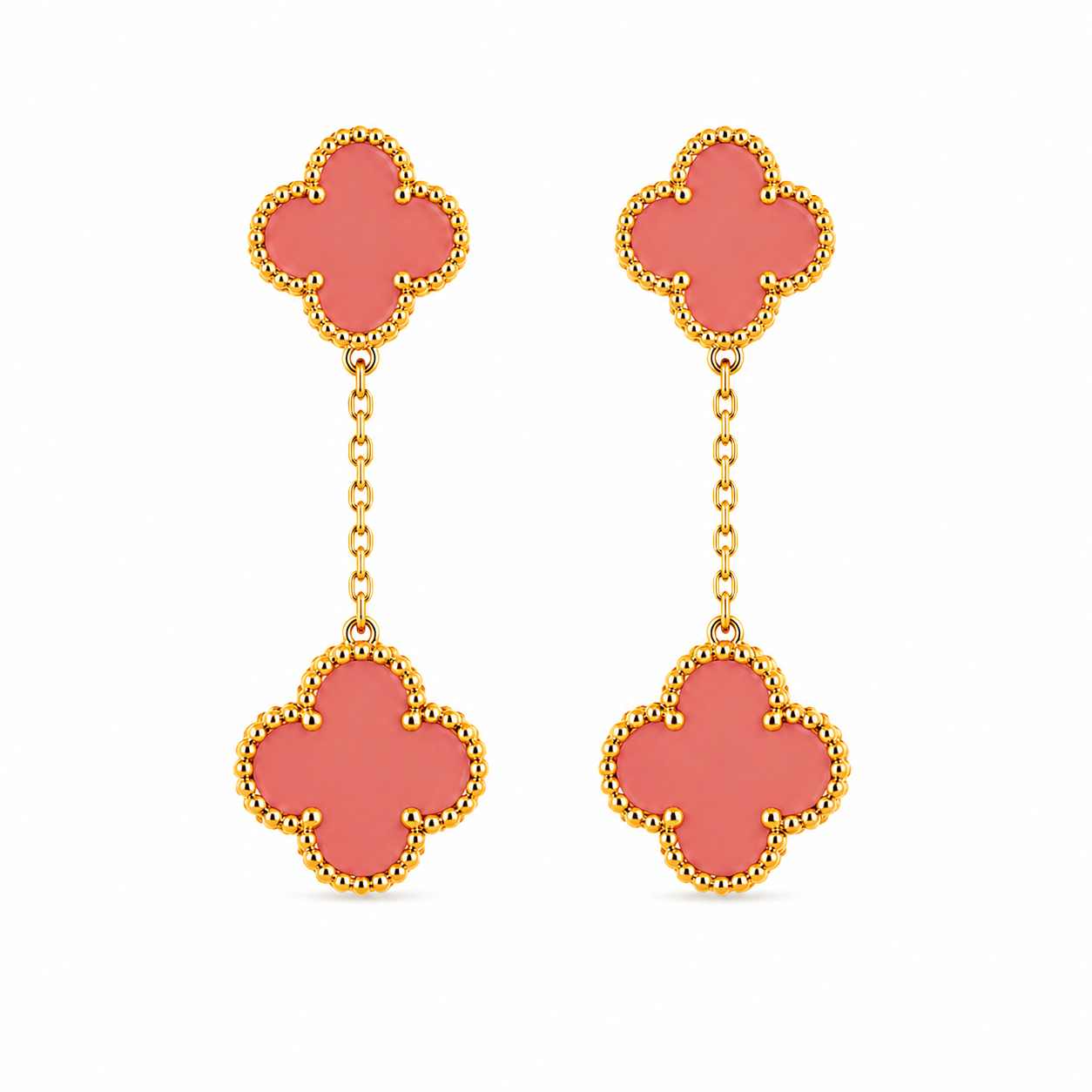 Pink Clover Drop Earrings