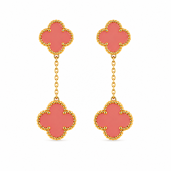 Pink Clover Drop Earrings