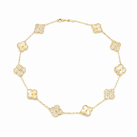 Golden Clover Zircon Necklace