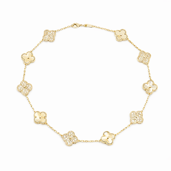 Golden Clover Zircon Necklace