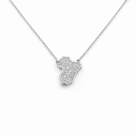 Syria Map Crystal Silver Necklace
