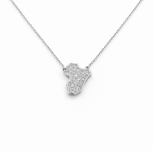 Syria Map Crystal Silver Necklace