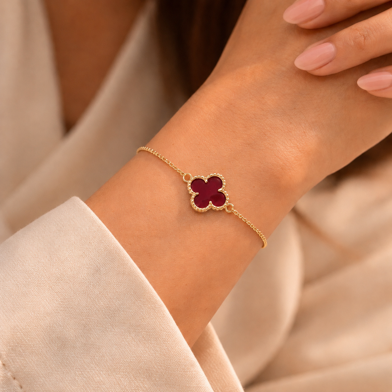 Maroon Clover Bracelet