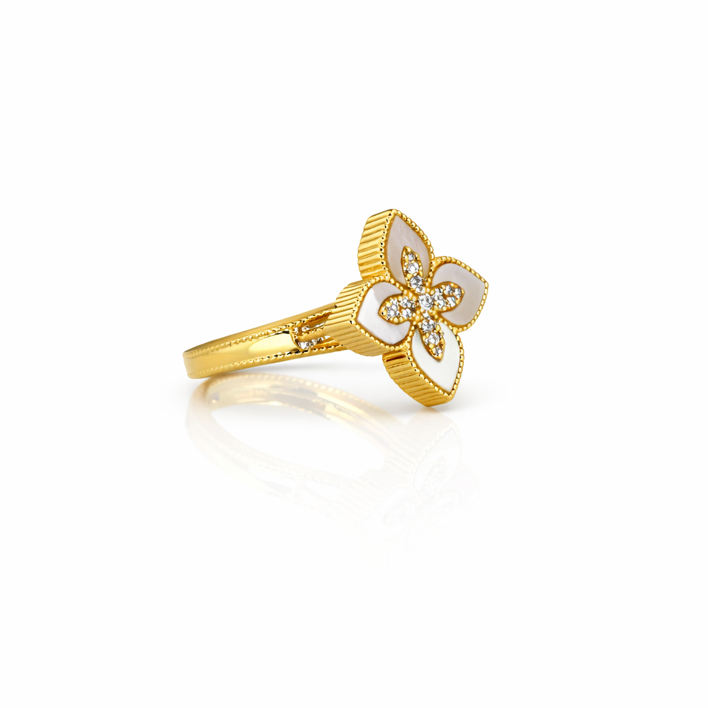 Flora Crystal Gold Ring