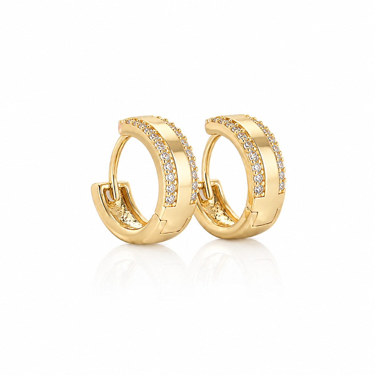 Aurora Double Row Zircon Huggie Earrings