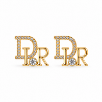 Luxe Gold Letter Zircon Stud Earrings