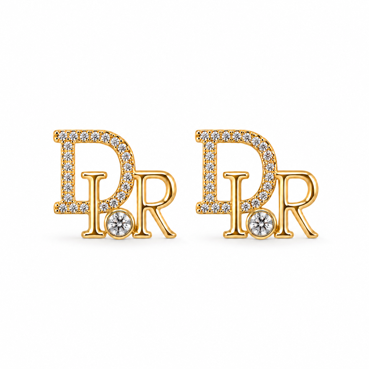 Luxe Gold Letter Zircon Stud Earrings