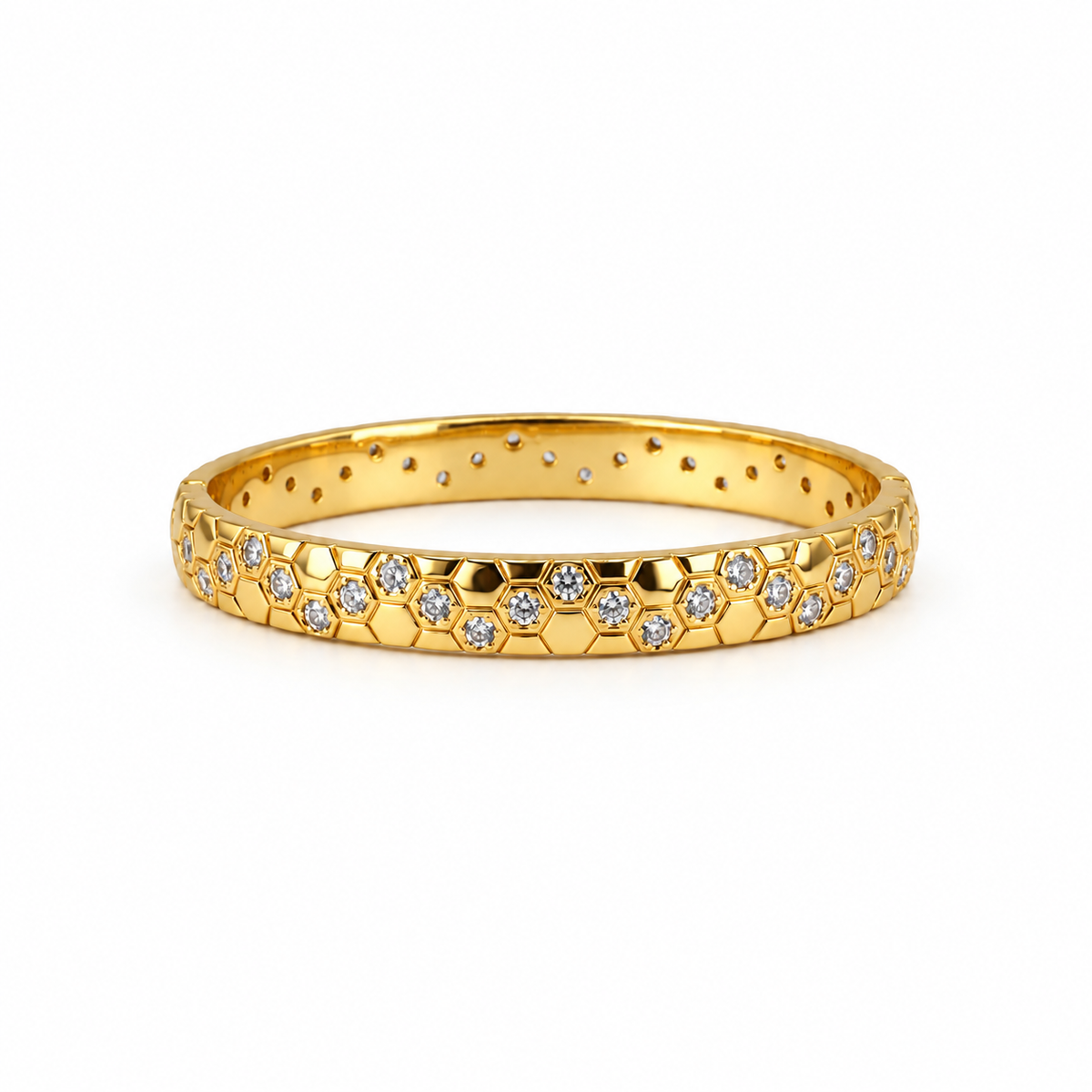 Golden Honeycomb Zircon Bangle