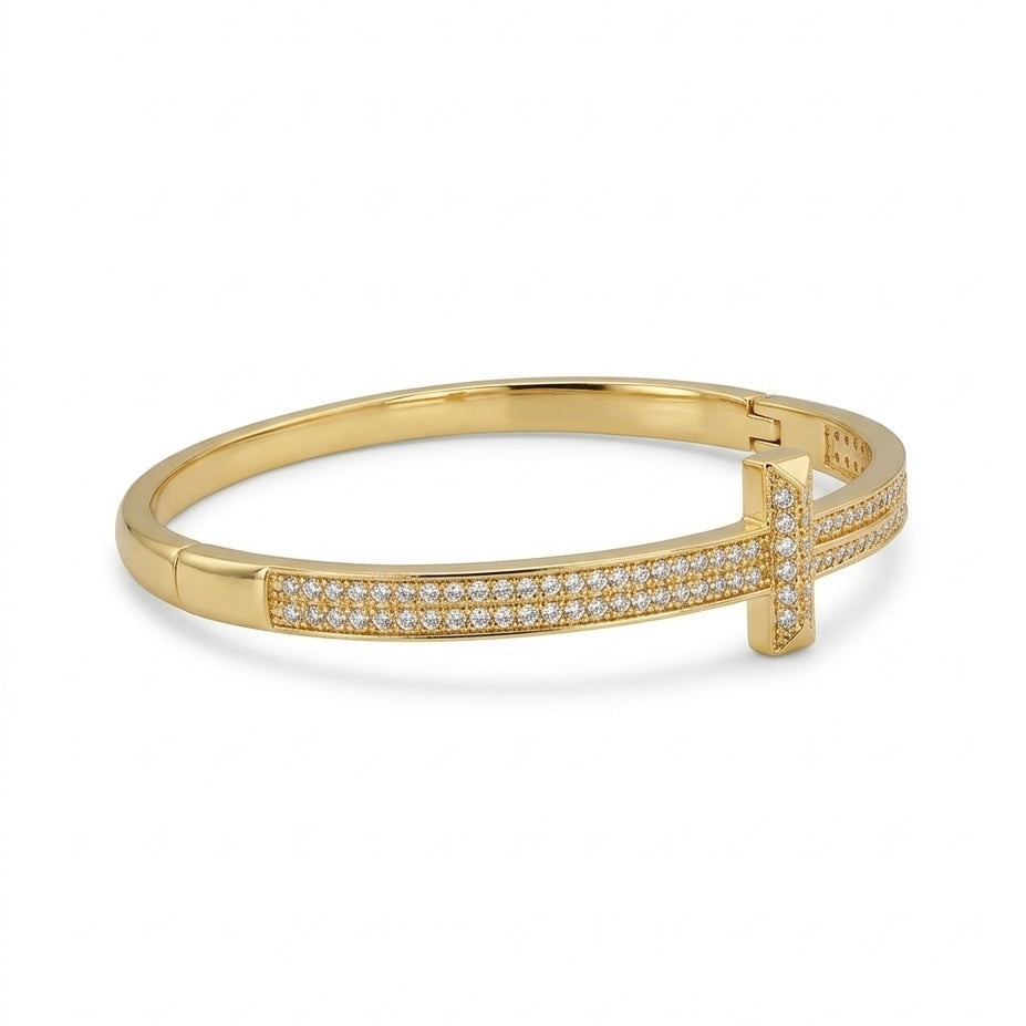 Celeste Cross Gold Bangle