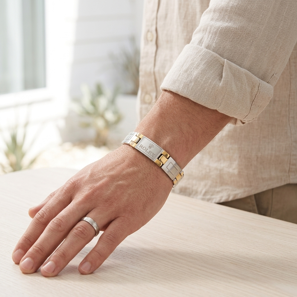 Crown Link Two-Tone Men’s Bracelet