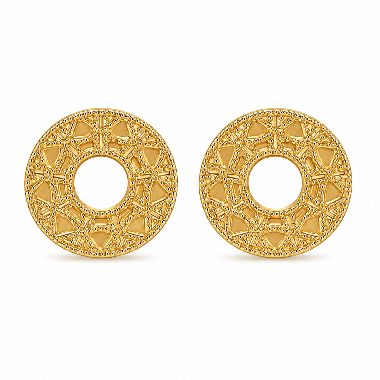 Golden Circle Pendant Necklace & Earrings Set