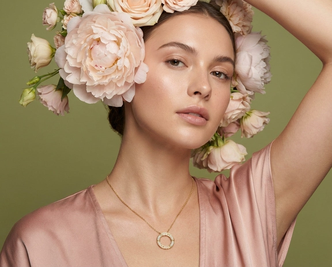 Celeste Pavé Circle Necklace