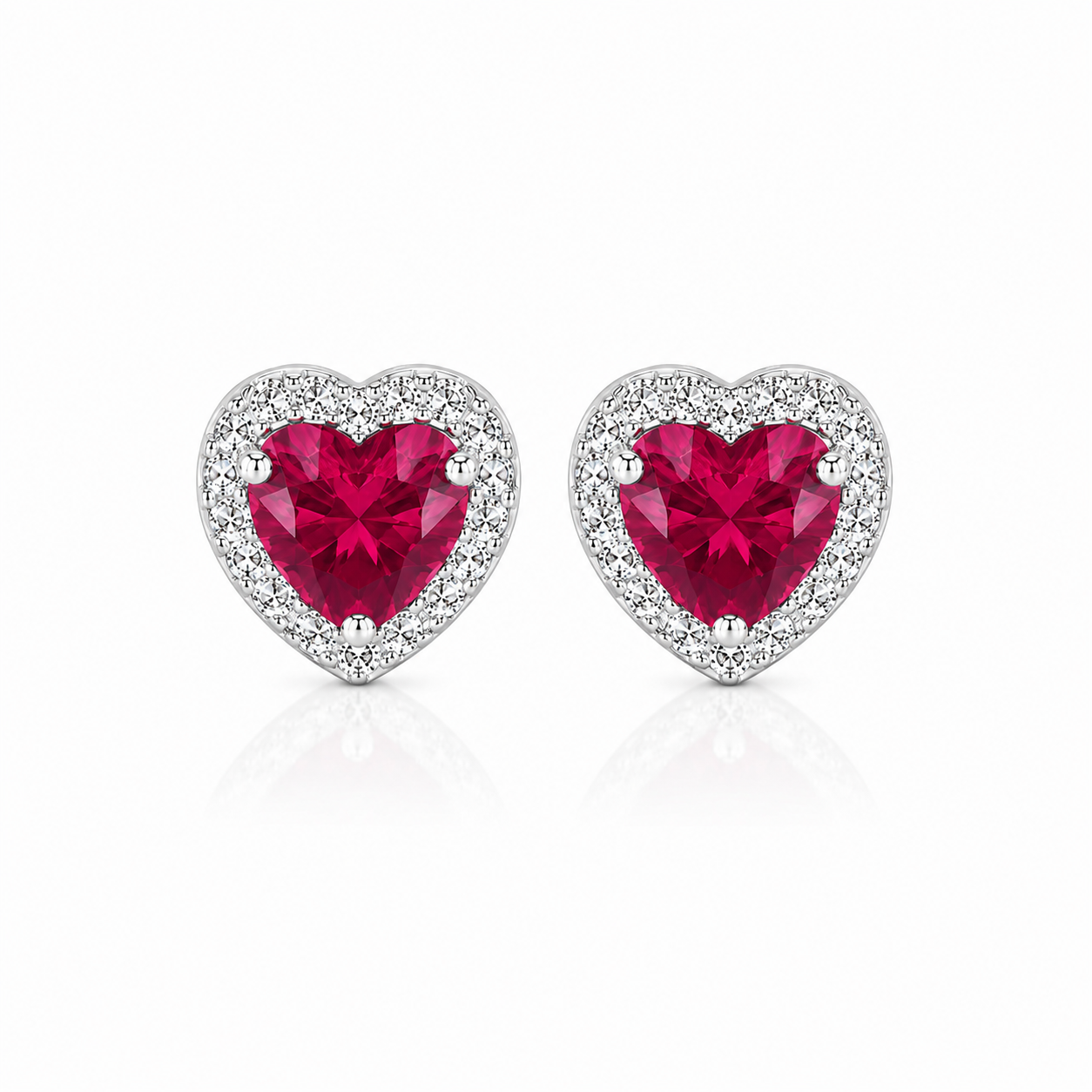 Ruby Heart Jewelry Set – 925 Sterling Silver
