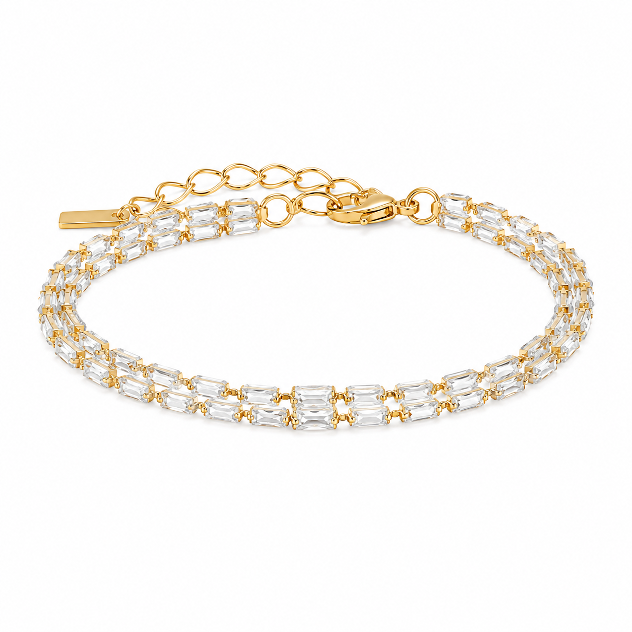 Double Row Gold Tennis Bracelet