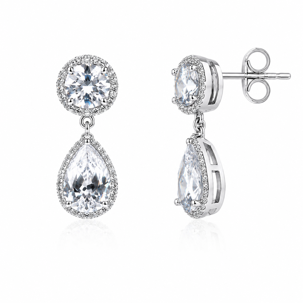 Celeste Halo Pear Drop Earrings