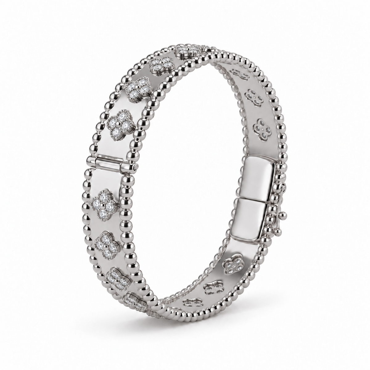 Celeste Clover Bangle – Silver