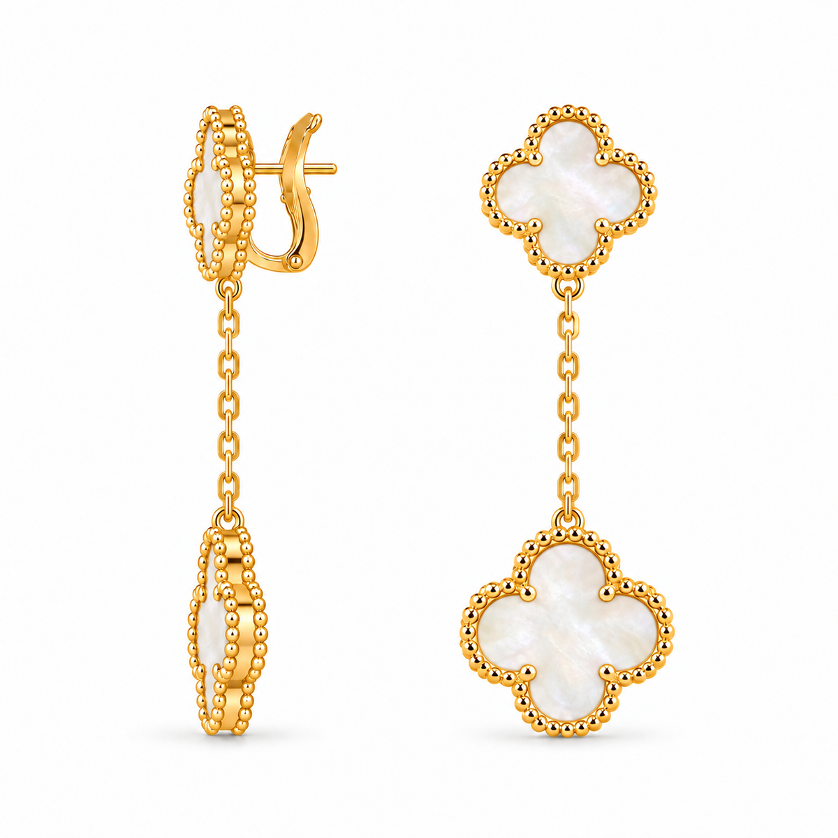 Éclat Blanc Clover Drop Earrings