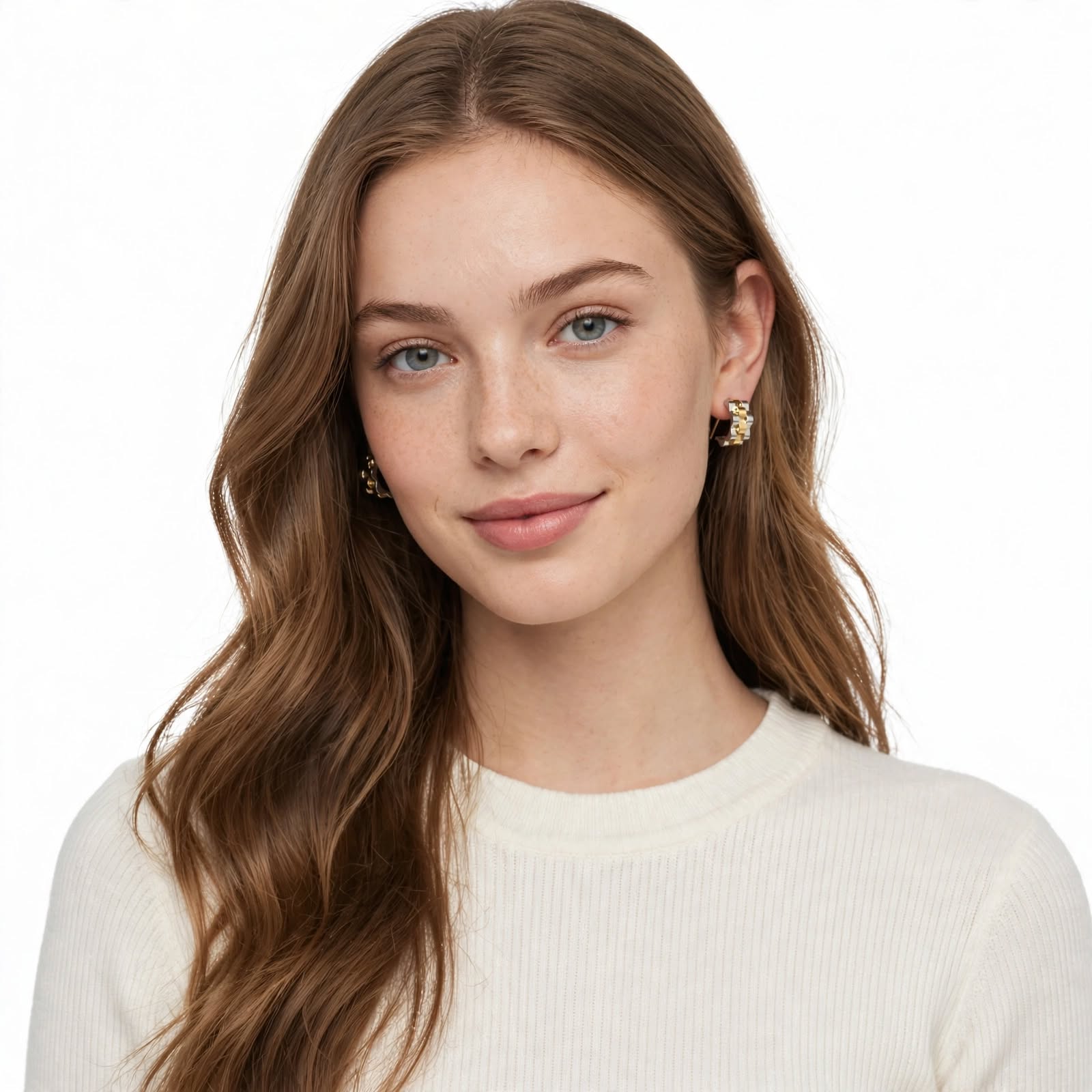 Two-Tone Link Hoop Earrings