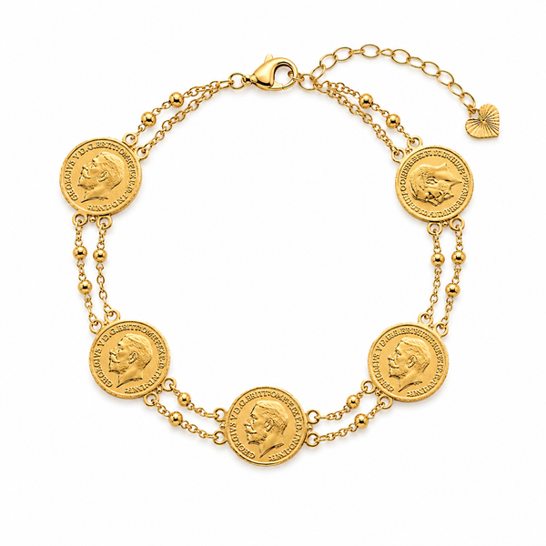 Double Chain Coin Bracelet