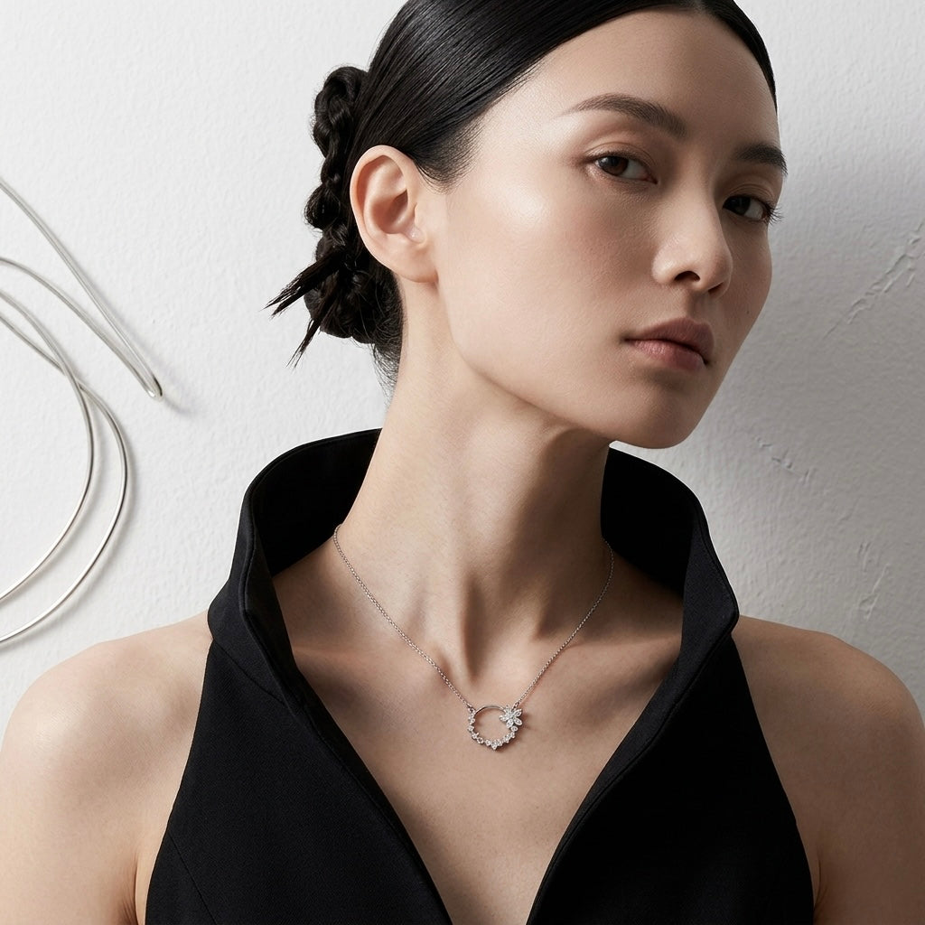 Fleur Crystal Circle Necklace