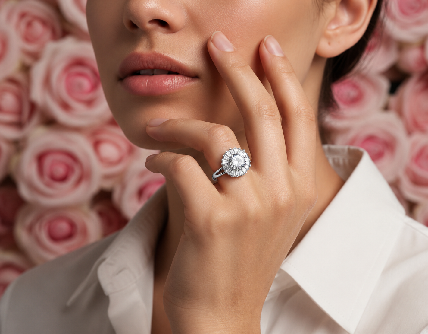 Silver Radiance Halo Ring
