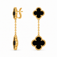 Éclat Noir Clover Drop Earrings