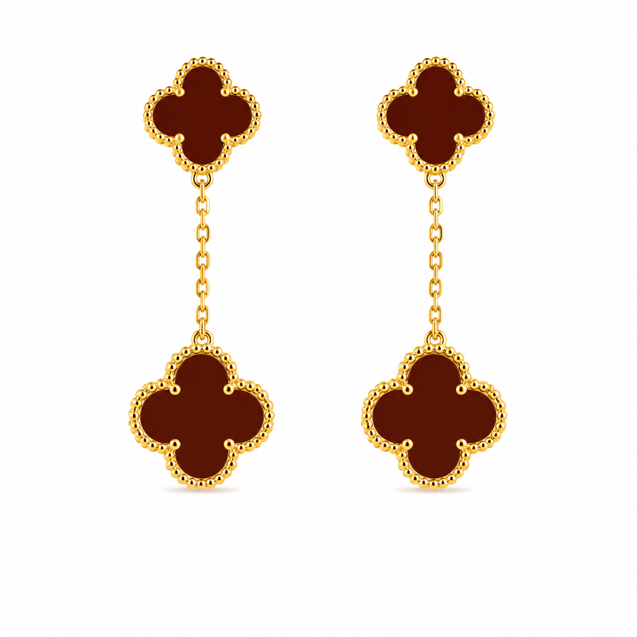 Burgundy Clover Drop Earrings