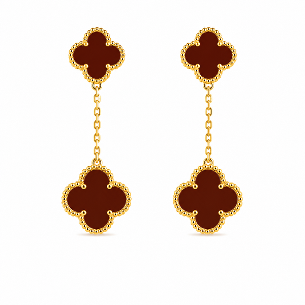 Burgundy Clover Drop Earrings