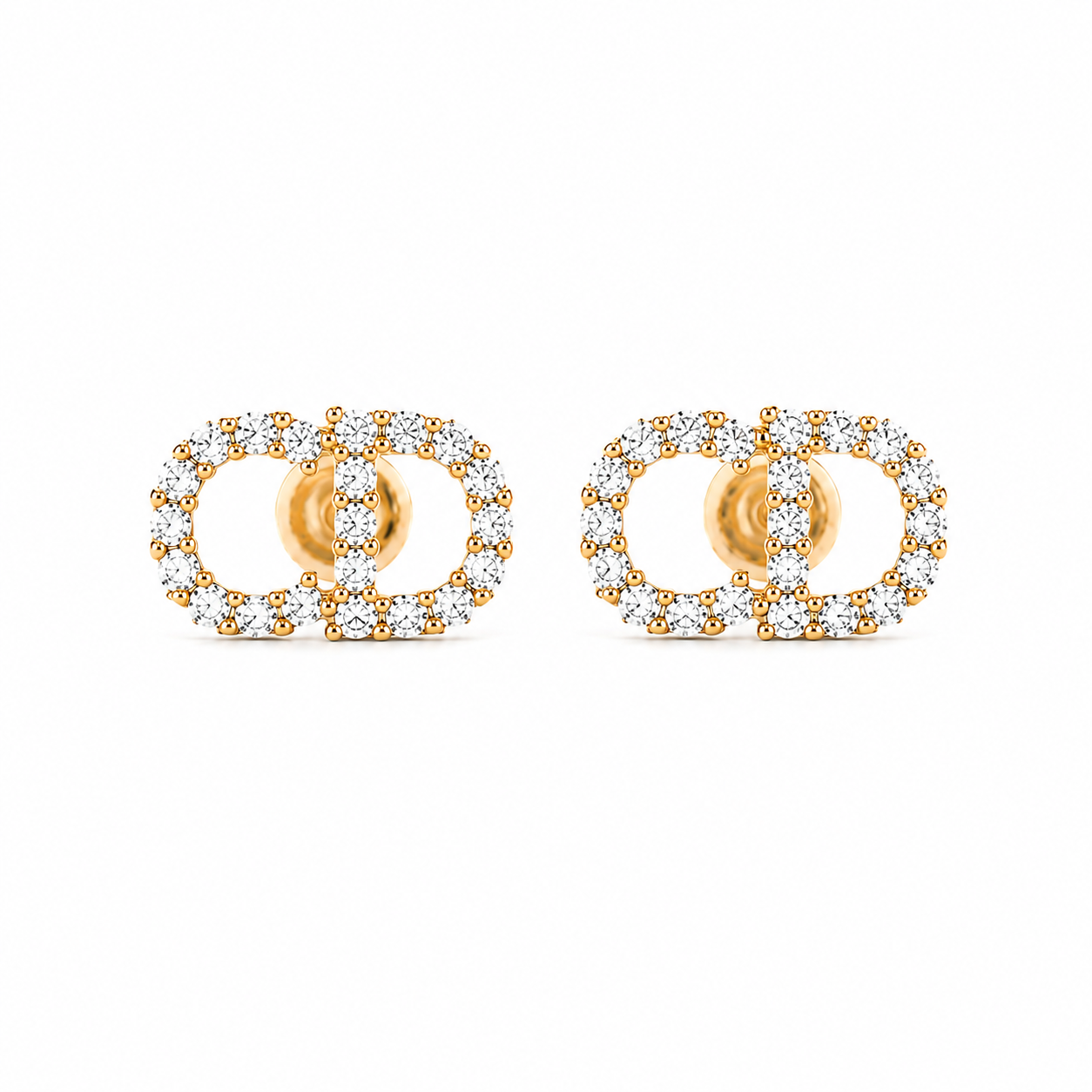 Luxury Zircon Link Stud Earrings