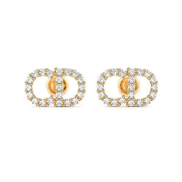 Luxury Zircon Link Stud Earrings