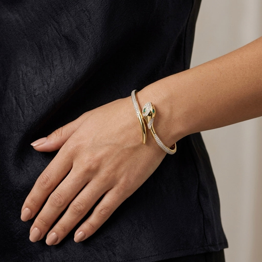 Serpentine Luxe Crystal Bangle
