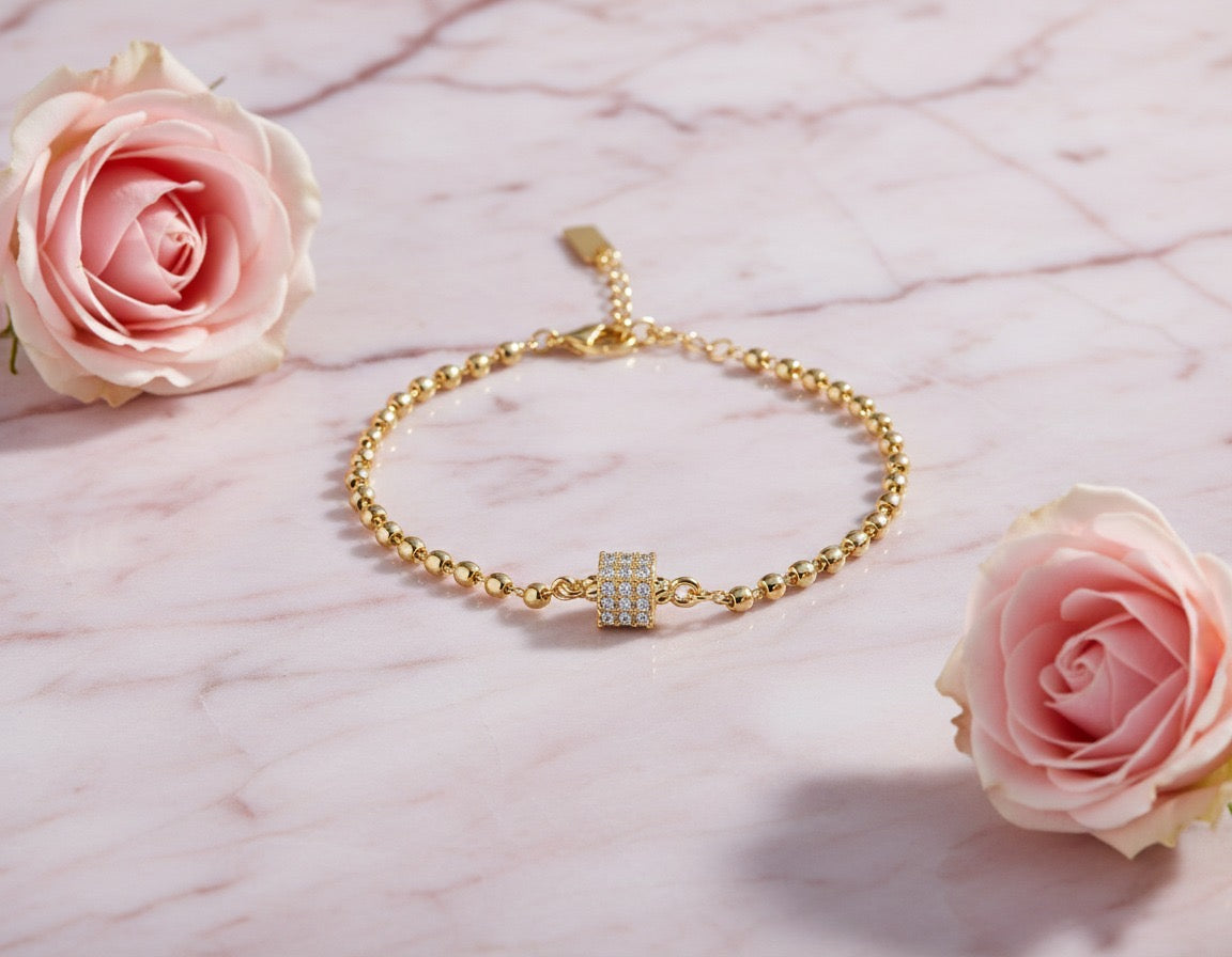 Golden Crystal Cube Bracelet