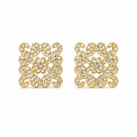 Royal Filigree Square Zircon Stud Earrings